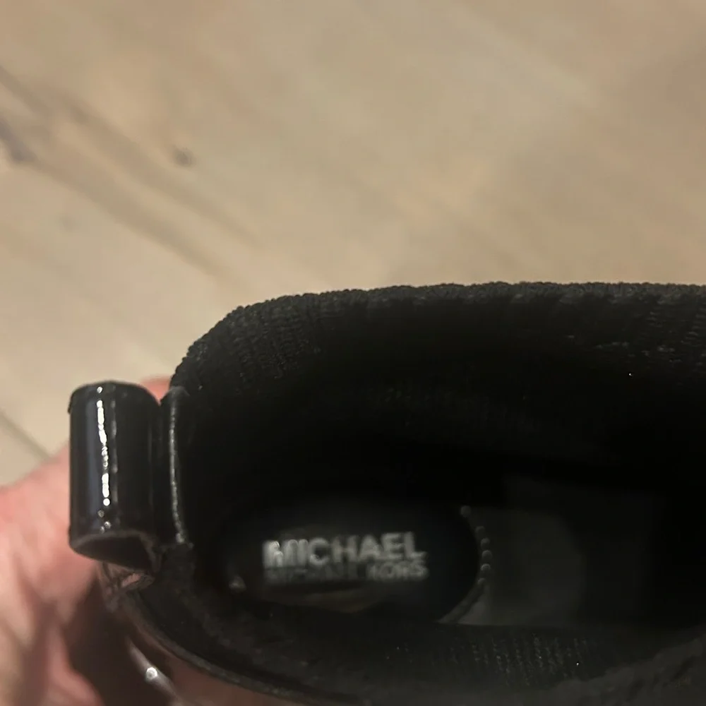 Michael Kors Black Knit Sneakers with Silver Details